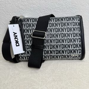NWT DKNY Milo Crossbody Bag Black Monogram Thick Adjustable Strap Zip Magnet